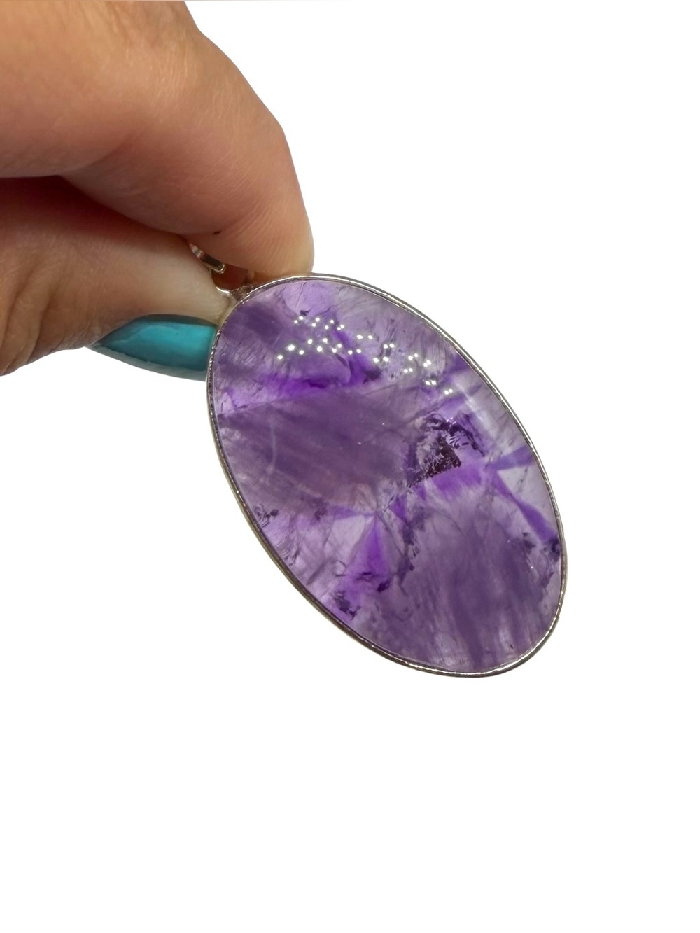 Amethyst Necklace Pendant 925 Sterling Silver Overlay